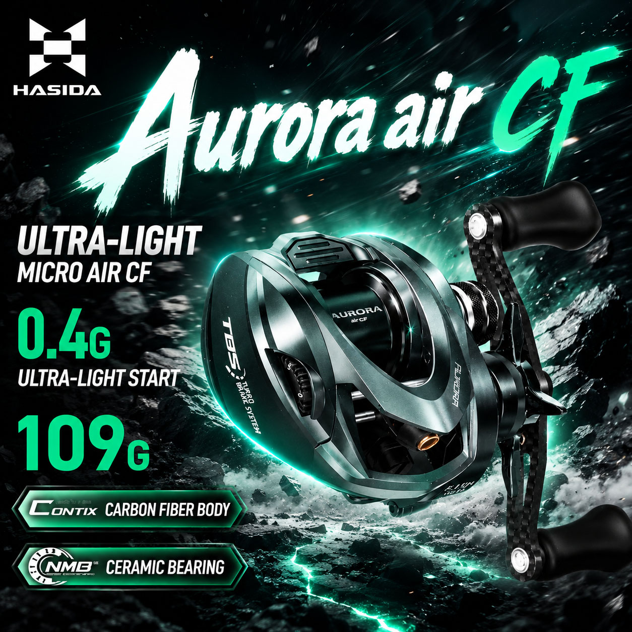 HASIDA Aurora AirCF Carbon BFS - огляд і ціна Daiwa Reel Bg