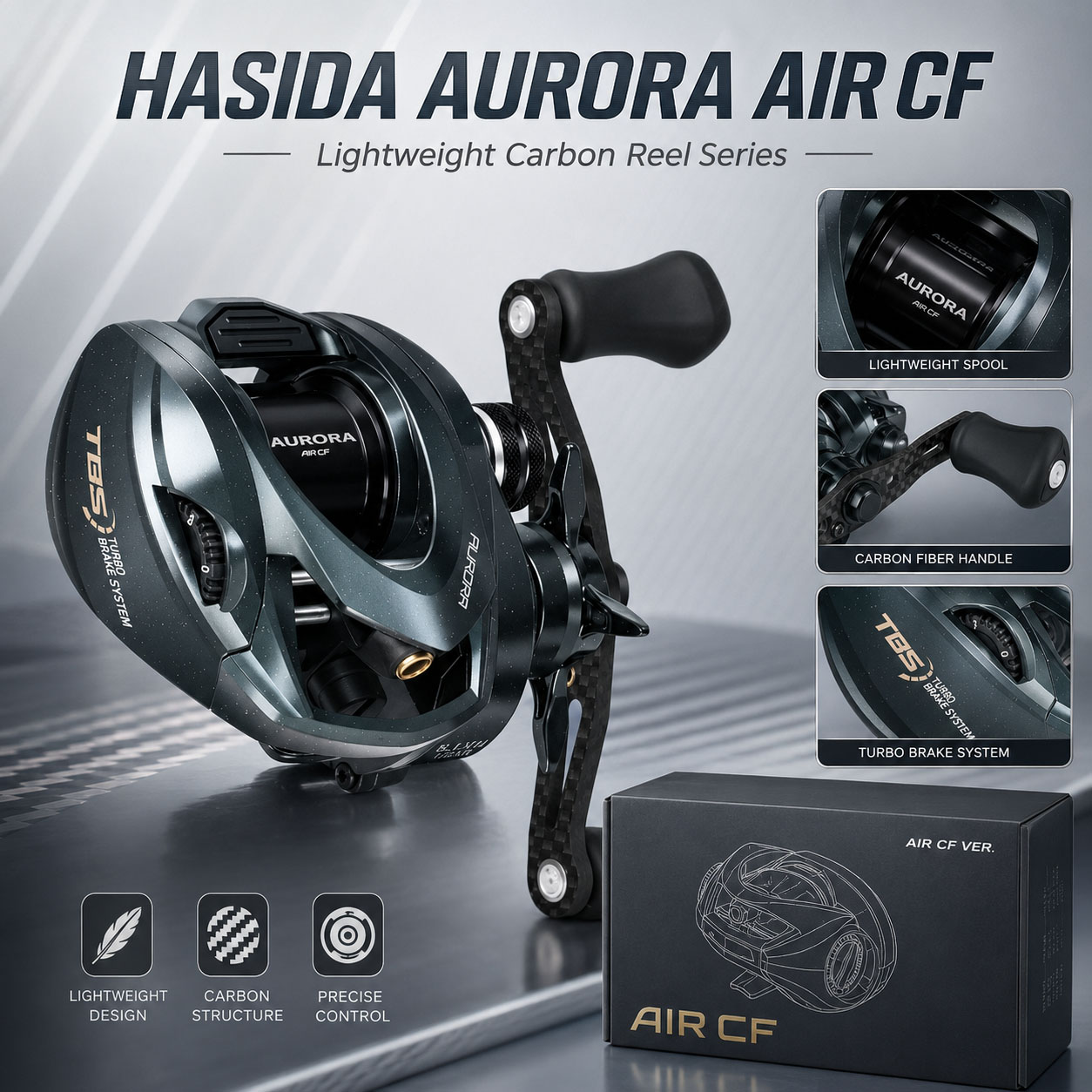HASIDA Aurora AirCF Carbon BFS - огляд і ціна Daiwa Reel Bg